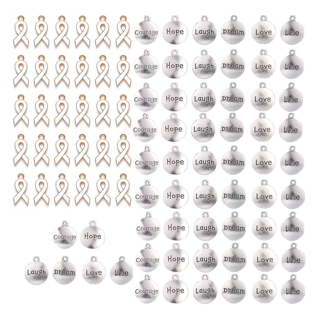 8284 90 Pieces Awareness Ribbon Series Jewelry Charms Round Inspiration